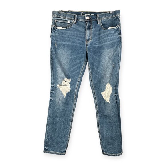 Original Use Slim Fit Taper Jeans Men's 36x30 Mid Blue Distressed Stretch Grunge - Picture 1 of 8